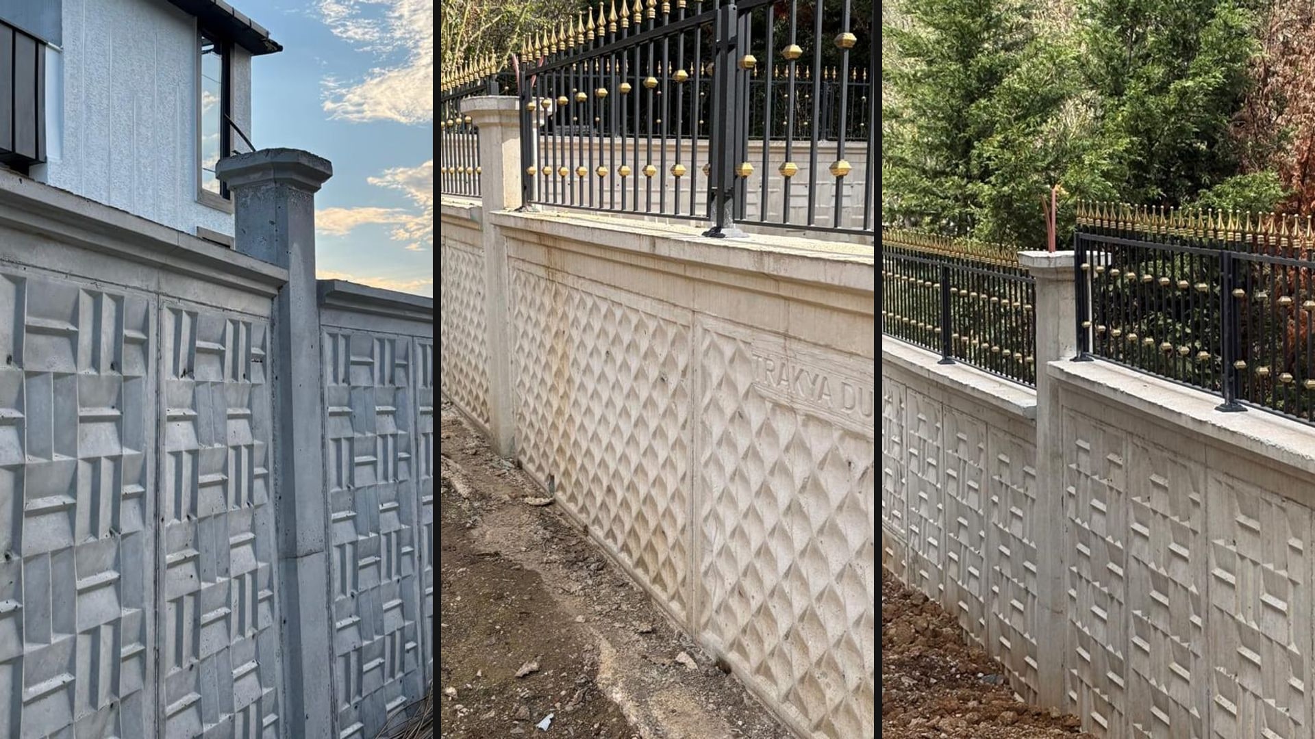 Villa desenli beton bahçe duvarı
